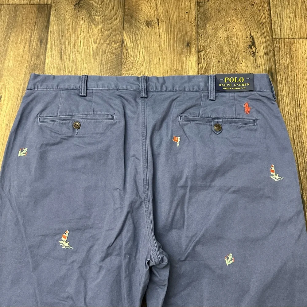 Polo Ralph Lauren Stretch Straight Fit Cotton Navy Sailboat Chino Pants